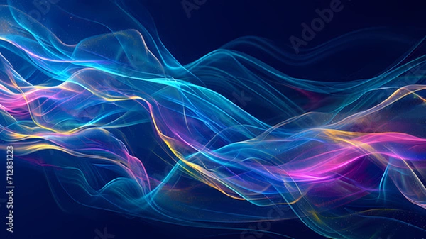 Obraz digital art illustration of translucent energy wave lines in a dynamic pattern background