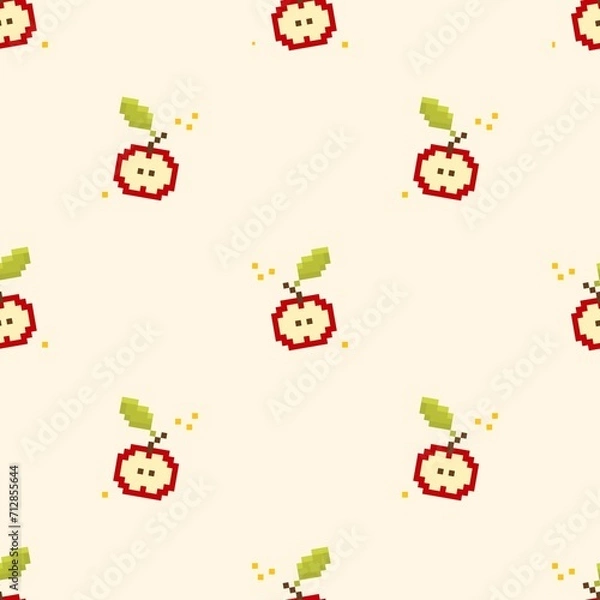 Obraz Pixel apple seamless background