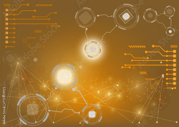 Fototapeta technology concept. Vector illustration, computer technology dark brown color background, Connection science background