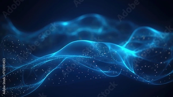 Obraz 3d abstract digital technology blue light particles on blue background