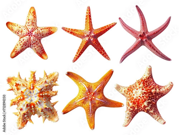 Fototapeta Starfish Set Isolated on Transparent or White Background, PNG