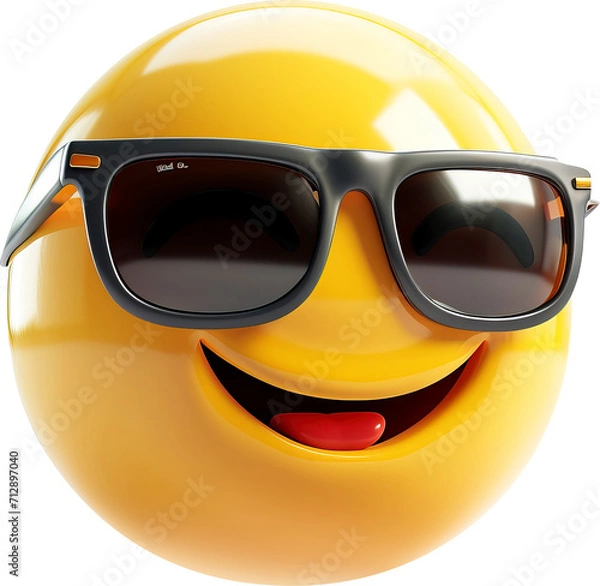 Obraz 3d cheerful glasses emoji isolated on transparent background. PNG