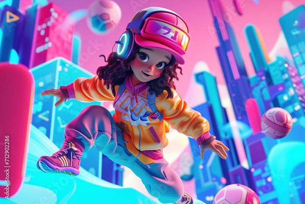 Fototapeta game character background 3d stylish wallpaper illustration
