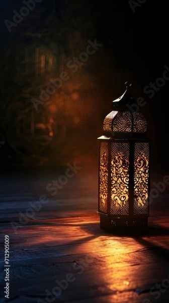 Obraz An Elegant Islamic Ramadan Lantern Illuminating the Dark. Ramadhan Month