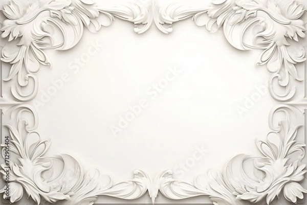Obraz White color greeting card banner design with frame on the borders