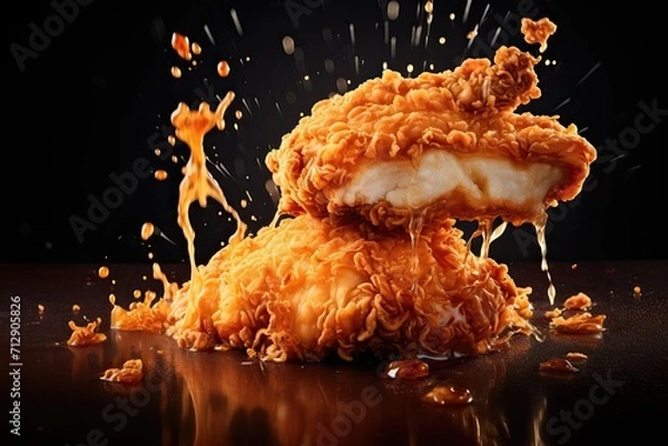 Obraz Appetizing deep fried breaded chicken