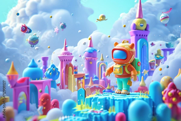 Fototapeta game character background 3d stylish wallpaper illustration