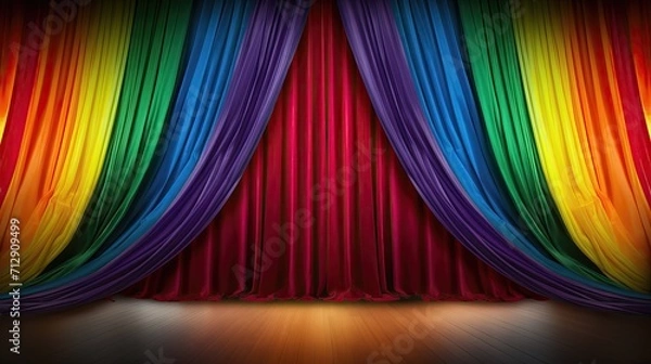 Obraz Beautiful rainbow stage curtains