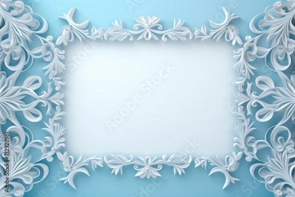 Fototapeta A light blue color card design with a frame on the border