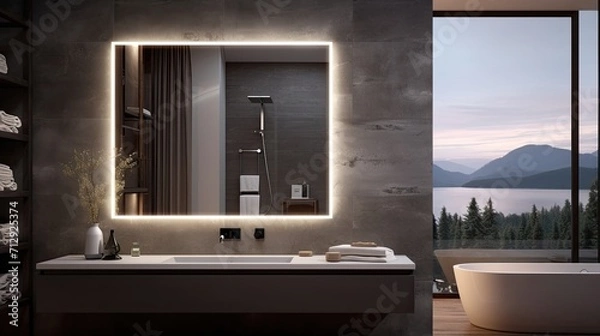 Obraz Smart bathroom mirrors with integrated led lighting solid color background
