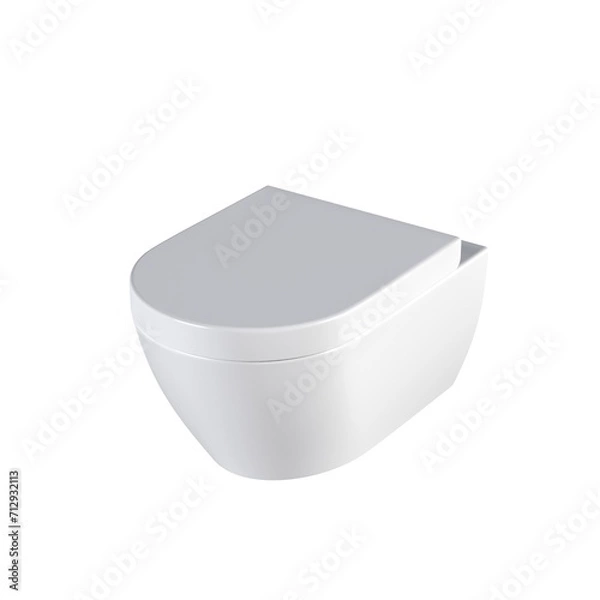 Fototapeta Lavatory pan isolated on a white background, bidet, 3D illustration, and CG render
