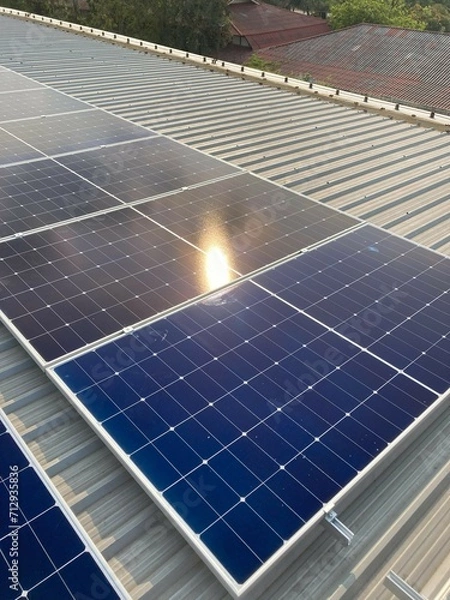 Obraz Solar cell panel reflex the Sun