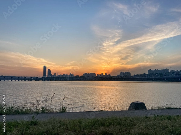 Obraz 서울 한강공원의 노을