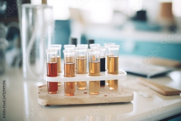 Fototapeta blood samples in vials ready for testing