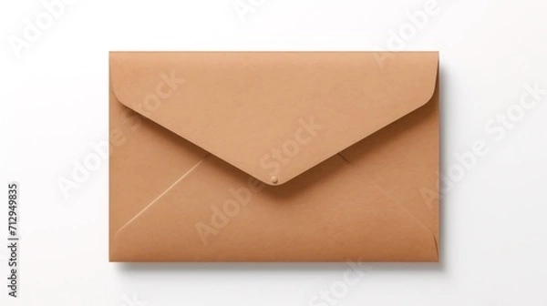 Fototapeta An open brown envelope on a white surface