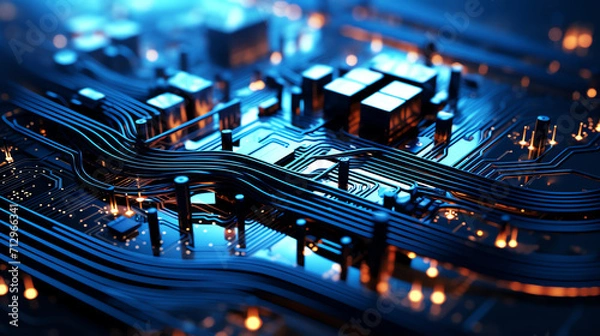 Fototapeta a close up of a computer circuit board with many small electronic components