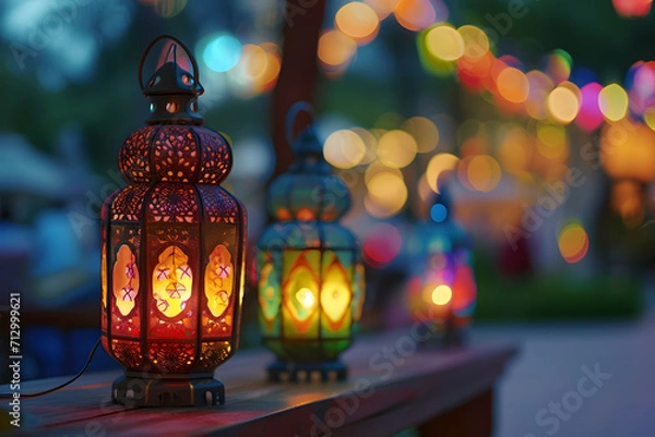 Obraz Vivid Festive Ramadan Lanterns and Decorations Captured with DSLR Camera