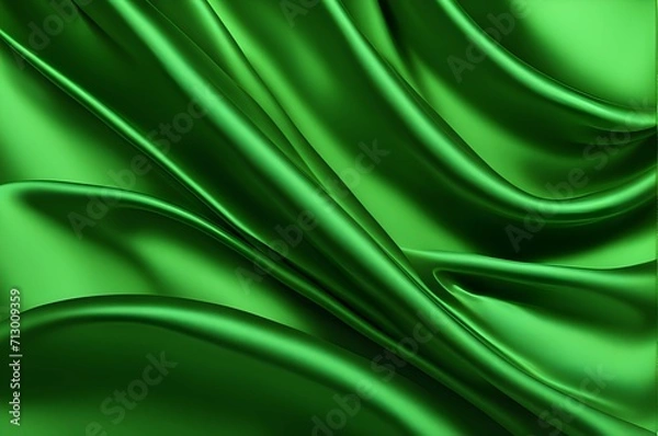 Fototapeta Luxurious green silk background, a smooth and elegant fabric texture, perfect for sophisticated and vibrant visual presentations.