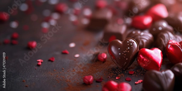 Fototapeta Cute Valentine chocolate background, isolated. Generative AI
