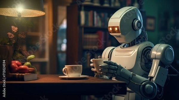 Fototapeta A robot engaged in creative activities