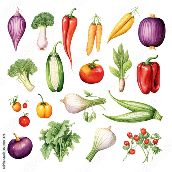 Obraz Clipart Bundle Watercolor Vegetable element Object