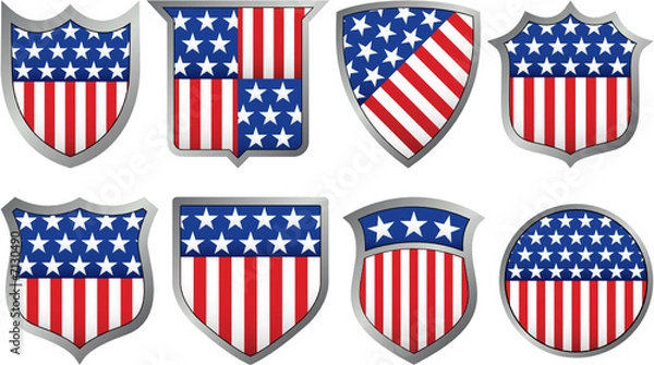 Obraz Eight Red White and Blue Shields
