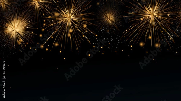 Fototapeta Happy New Year, burning fireworks with bokeh light background