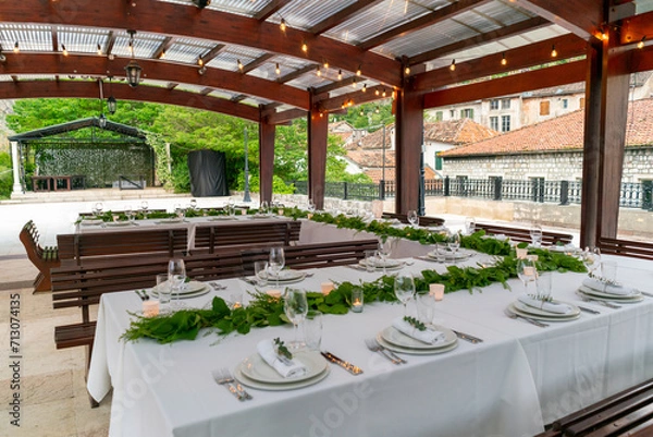 Fototapeta wedding table served in a rustic style