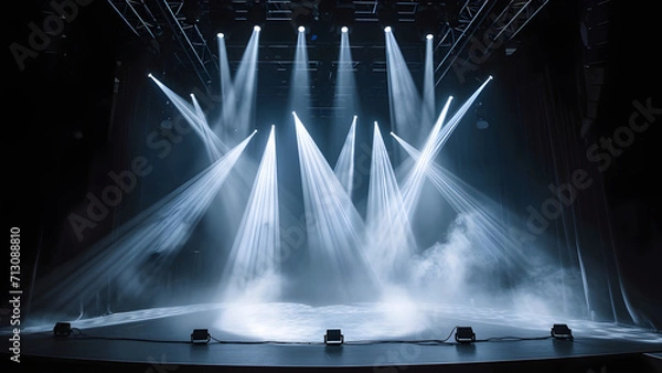 Fototapeta Spotlights with smoke and empty stage