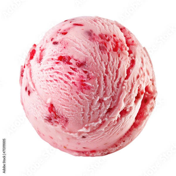 Obraz Strawberries ice cream ball Isolated on white background