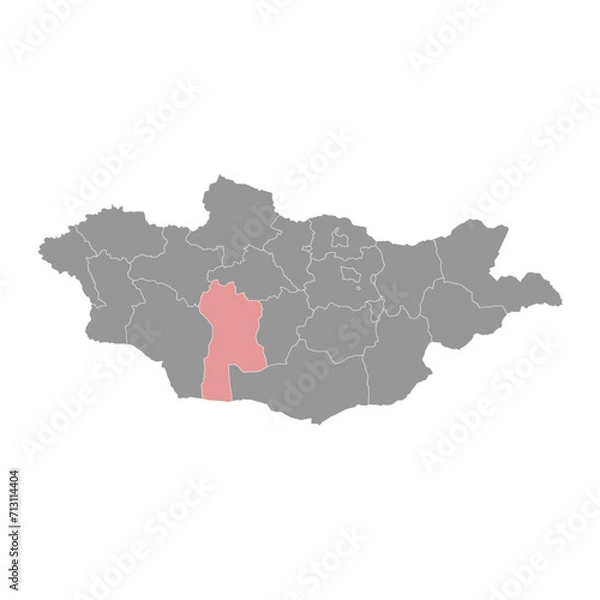 Fototapeta Bayankhongor province map, administrative division of Mongolia. Vector illustration.