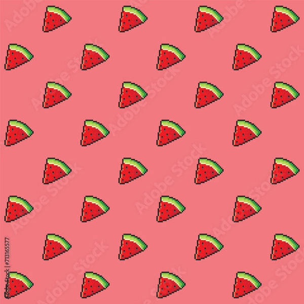 Obraz seamless pattern pixel red watermelon isolated on background