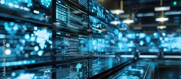 Fototapeta Security monitoring system on the Internet network protection data Email form spam virus for notification on internet letter security protect junk and trash mail and compromised information