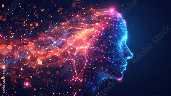 Fototapeta Artificial intelligence in humanoid head.