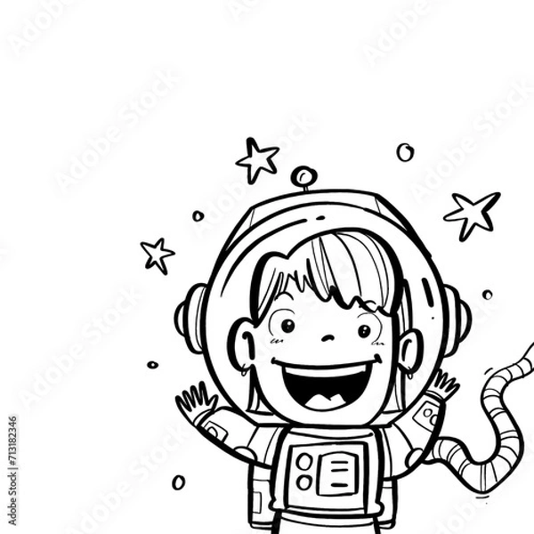 Obraz Cute astronaut doodle