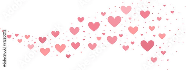 Fototapeta Pink vector heart wave banner, valentine day clip art element isolated