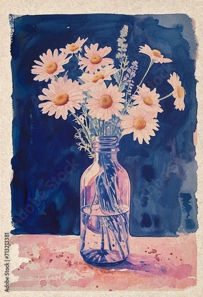 Fototapeta Vintage Wildflower on Bottle Canvas Print