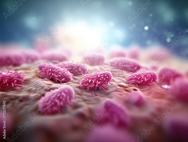 Fototapeta Salmonella bacteria also called Salmonellosis. Kind of bacteria that cause diarrhea and stomach pains. Generative AI