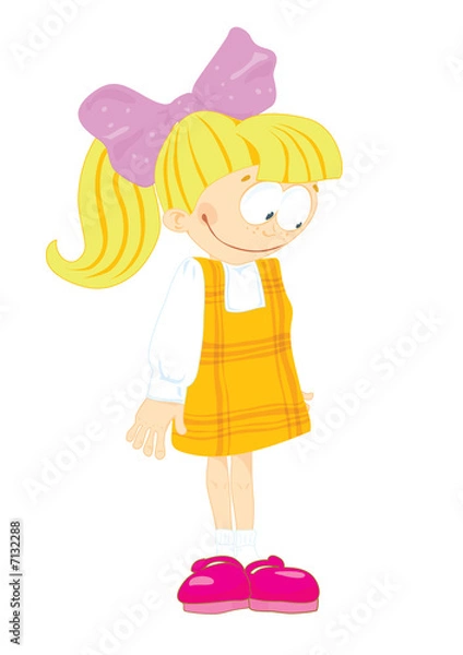 Fototapeta Yellow-hair_little_girl_in_orange_dress