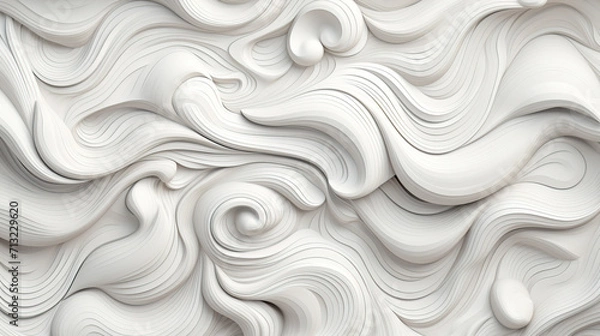Fototapeta Organic White Abstract Curves and Cutouts Design created with Generative AI technology