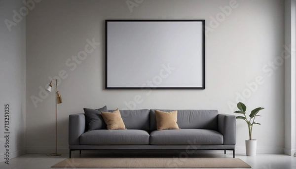 Fototapeta Mock up a frame in living room interior background, 