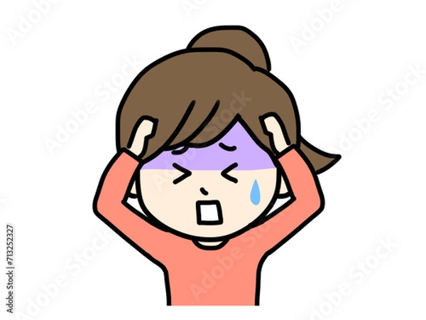 Obraz 頭を抱える女性のイラスト