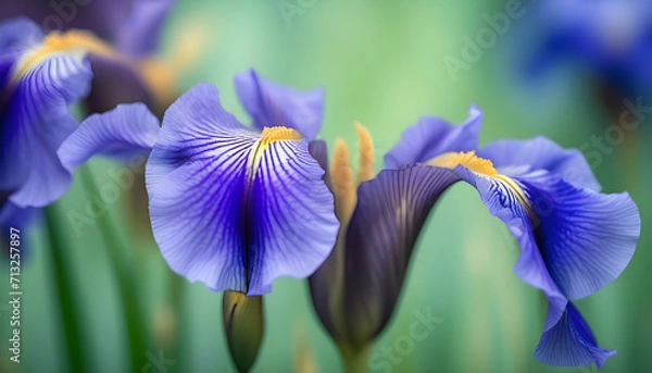 Fototapeta Beautiful iris flowers in the garden. Selective focus. Generative AI
