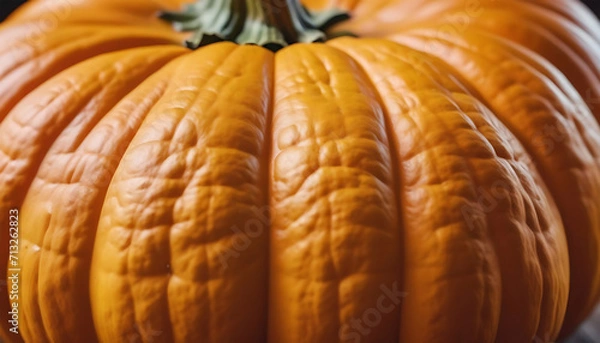 Fototapeta Close up of orange pumpkin for halloween or thanksgiving background. Generative AI