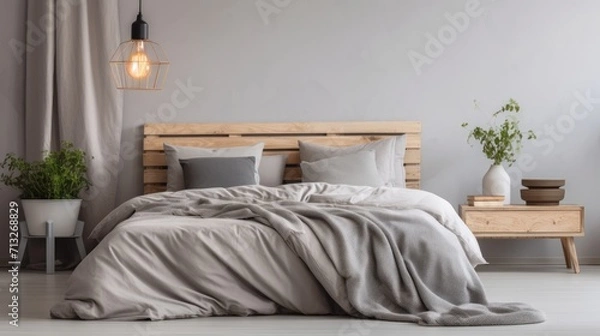 Obraz bedroom and living area for condominium and hotel design. Generative AI.