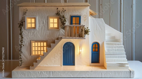 Fototapeta Cute white house model
