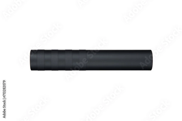 Fototapeta Black silencer for weapons. Suppressor that is at the end of an assault rifle. Isolate on a white back.