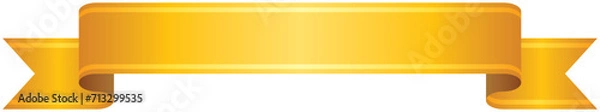 Fototapeta ゴールドライン入りグラデーションリボンの単品イラスト2（黄色）