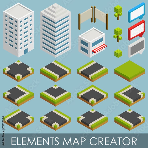 Obraz Isometric elements map creator