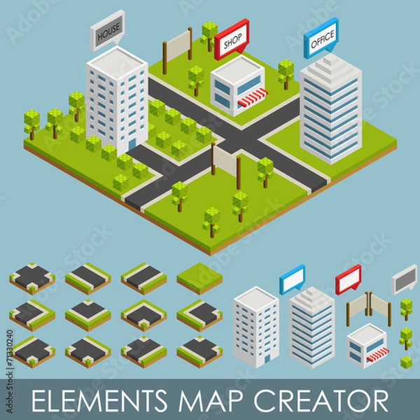 Obraz Isometric elements map creator